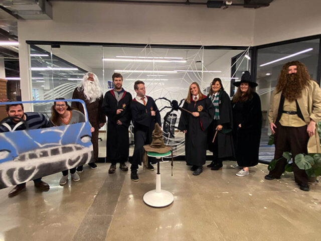 Impel team dressed up for Halloween as Harry Potter characters.