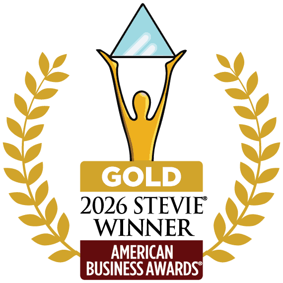 Gold trophy held high with laurel wreath, symbolizing achievement in the American Business Awards.